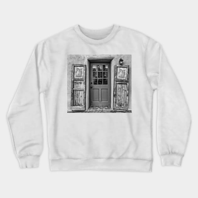 Santa Fe Turquois Door B+W Crewneck Sweatshirt by jforno